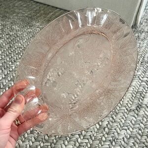 Pink-Tinted Vintage Platter w/ Floral Design